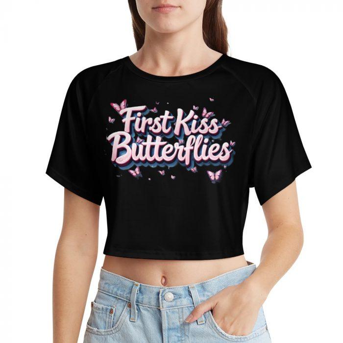 First Kiss Butterflies – Deluxe Pink Flutter Crop Tee - Image 10