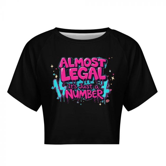 Almost Legal Crop – Aqua Flame “Just a Number” Tee - Image 8