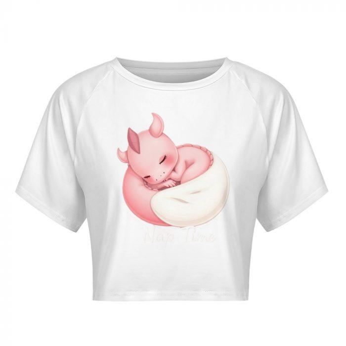 Sleepy Baby Dragon Crop – Kawaii Cozy Fantasy Tee - Image 3