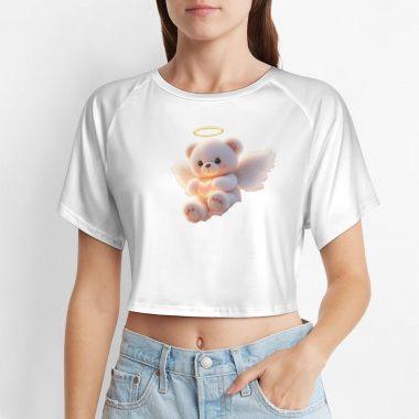 Heaven Sent Angel Teddy Crop – Soft Glow Aesthetic Tee