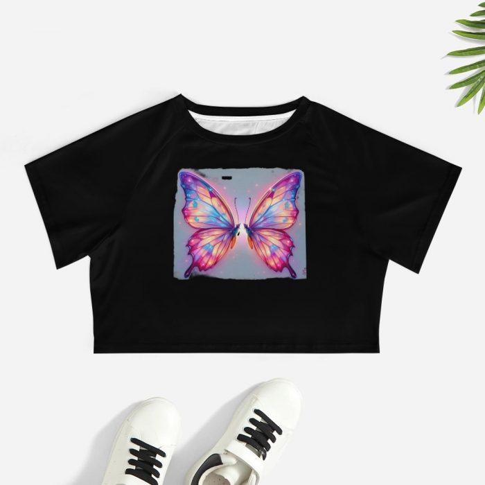 Radiant Mirror wing Crop – Vivid Glow Butterfly Tee - Image 7