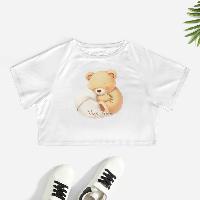 Nap Time Bear Crop – Soft Cozy Pastel Sleepy Tee - Image 2
