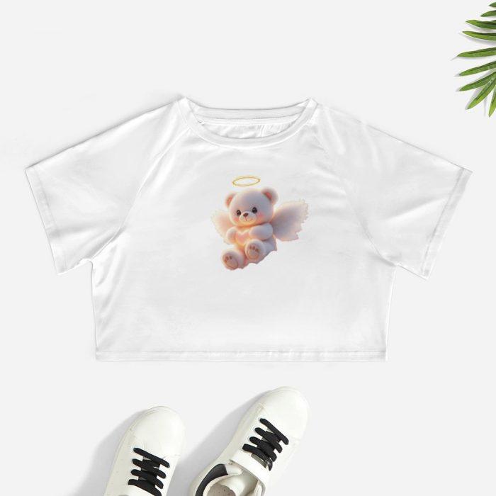 Heaven Sent Angel Teddy Crop – Soft Glow Aesthetic Tee - Image 2