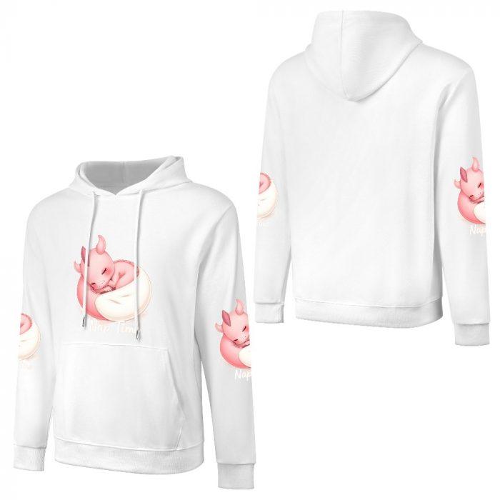 Nap Time Pink Dragon Hoodie – Cute Fantasy Hoodie with Sleeping Dragon Sleeve Print - Image 5