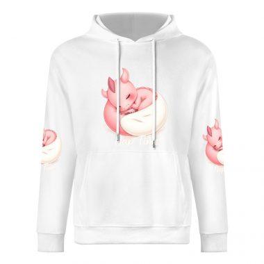 Nap Time Pink Dragon Hoodie – Cute Fantasy Hoodie with Sleeping Dragon Sleeve Print