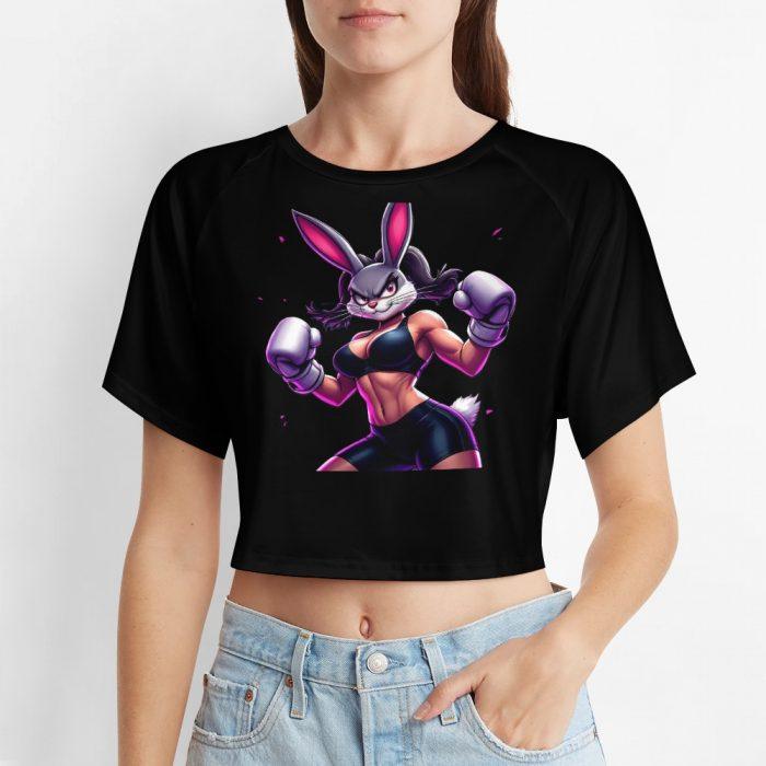 Kickbox Bunny Crop – Fierce Cartoon Fighter Tee - Image 6
