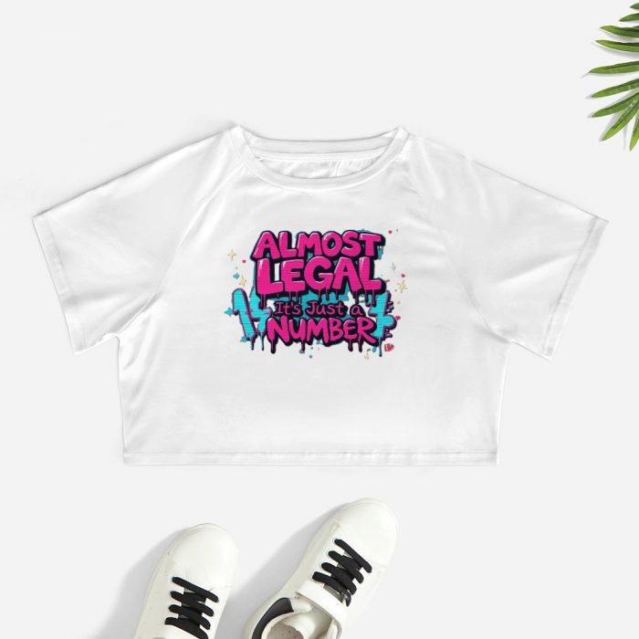 Almost Legal Crop – Aqua Flame “Just a Number” Tee - Image 2