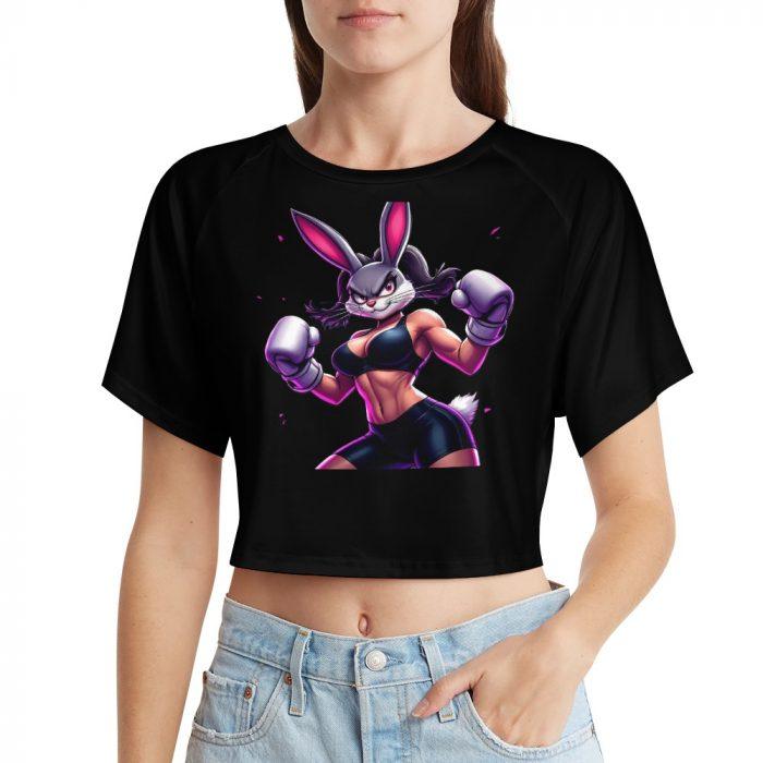 Kickbox Bunny Crop – Fierce Cartoon Fighter Tee - Image 10