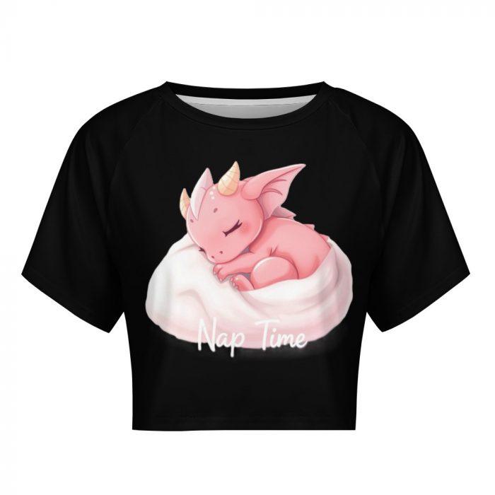 Nap Time Pink Dragon Crop Top – Cute Fantasy Creature Graphic Tee for Girls - Image 8
