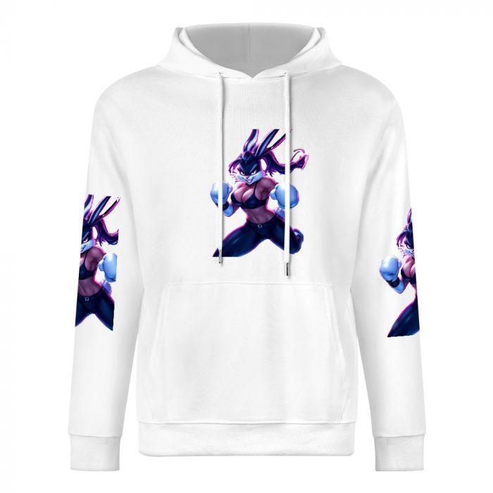 Combat Bunny Hoodie – Action Pose Hoodie with Fighter Bunny Girl and Sleeve Prints