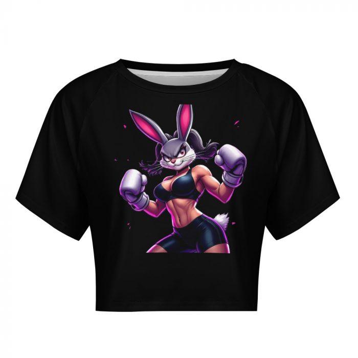 Kickbox Bunny Crop – Fierce Cartoon Fighter Tee - Image 8