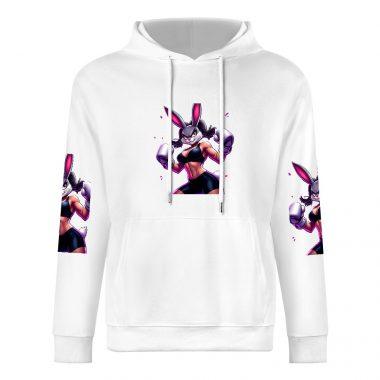 Purple Fighter Bunny Hoodie – Bold Cartoon Bunny Girl Hoodie with Sleeve Prints