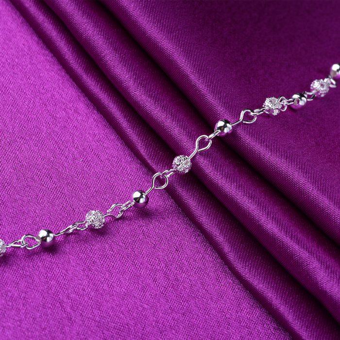 Silver Anklets 925 Fashion Silver Jewelry Hollow Beads Anklet for Women Girls Friend Foot Barefoot Leg Jewelry - Image 3