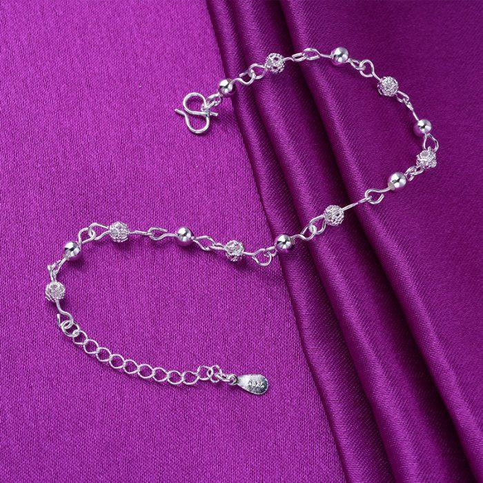 Silver Anklets 925 Fashion Silver Jewelry Hollow Beads Anklet for Women Girls Friend Foot Barefoot Leg Jewelry - Image 4