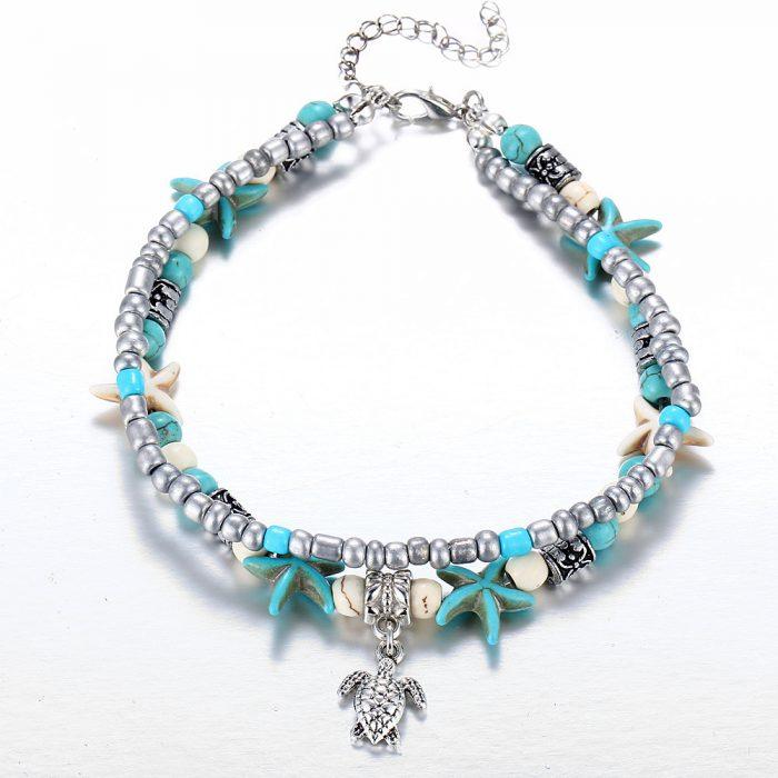 Simplicity Anklets Green Blue Color Star Fish Anklet Women Beach Foot Jewelry Leg Chain Ankle Bracelets Foot Accessory - Image 4