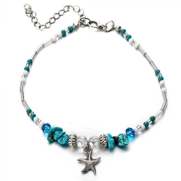 Simplicity Anklets Green Blue Color Star Fish Anklet Women Beach Foot Jewelry Leg Chain Ankle Bracelets Foot Accessory - Image 2