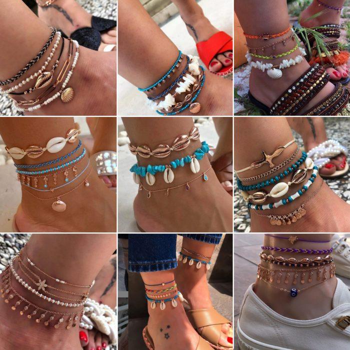 Bohemian Beach Woven Shell Anklets - Image 2