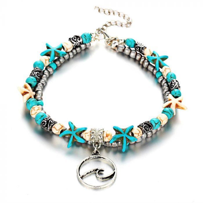 Simplicity Anklets Green Blue Color Star Fish Anklet Women Beach Foot Jewelry Leg Chain Ankle Bracelets Foot Accessory - Image 5