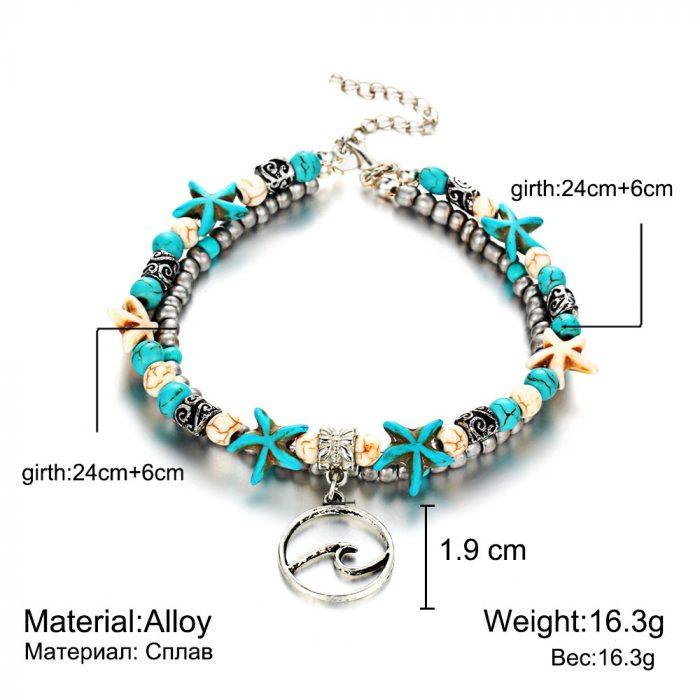 Simplicity Anklets Green Blue Color Star Fish Anklet Women Beach Foot Jewelry Leg Chain Ankle Bracelets Foot Accessory - Image 7