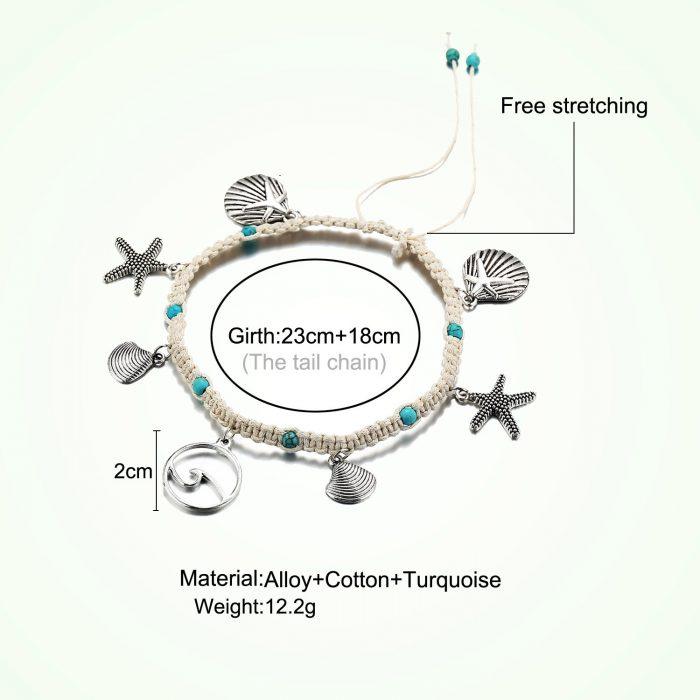 Simplicity Anklets Green Blue Color Star Fish Anklet Women Beach Foot Jewelry Leg Chain Ankle Bracelets Foot Accessory - Image 3